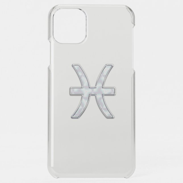 Pisces Zodiac Sign on Fuchsia Digital Camo Uncommon iPhone Case (Back)