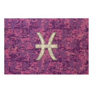 Pisces Zodiac Sign on Fuchsia Pink Digital Camo