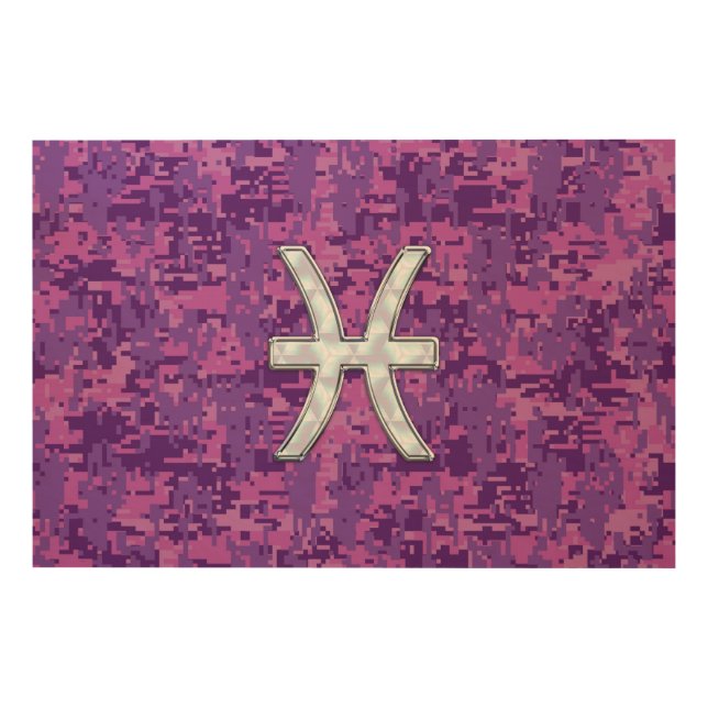 Pisces Zodiac Sign on Fuchsia Pink Digital Camo (Front)