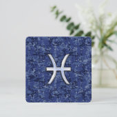 Pisces Zodiac Sign on Navy Blue Digital Camo (Standing Front)