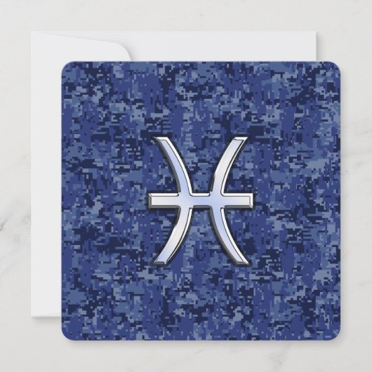 Pisces Zodiac Sign on Navy Blue Digital Camo (Front)