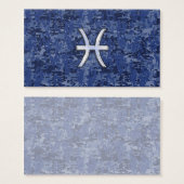 Pisces Zodiac Sign on Navy Blue Digital Camo (Front & Back)