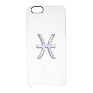 Pisces Zodiac Sign on Navy Blue Digital Camo Clear iPhone 6/6S Case