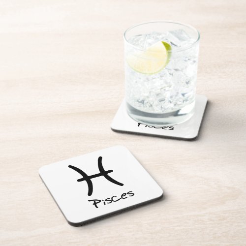 Pisces Zodiac Sign on White Background Beverage Coaster