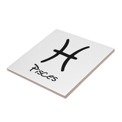Pisces Zodiac Sign on White Background Ceramic Tile