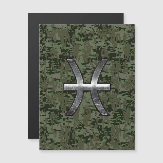 Pisces Zodiac Sign on Woodland Digital Camo (Front/Back)