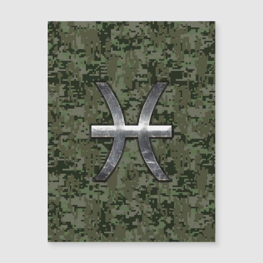 Pisces Zodiac Sign on Woodland Digital Camo (Front)