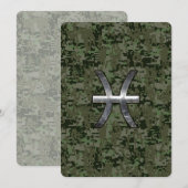 Pisces Zodiac Sign on Woodland Digital Camouflage (Front/Back)