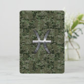 Pisces Zodiac Sign on Woodland Digital Camouflage (Standing Front)