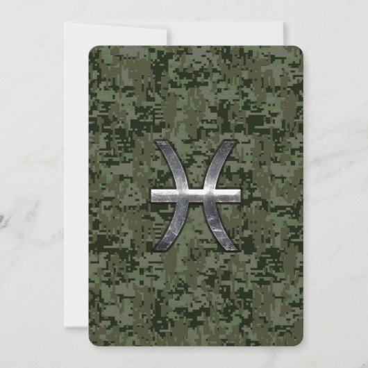Pisces Zodiac Sign on Woodland Digital Camouflage (Front)