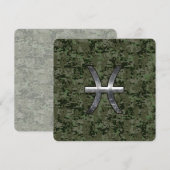 Pisces Zodiac Sign on Woodland Digital Camouflage (Front/Back)