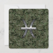 Pisces Zodiac Sign on Woodland Digital Camouflage (Front)