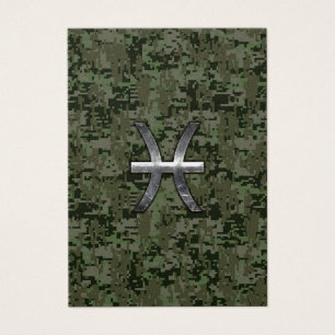 Pisces Zodiac Sign on Woodland Digital Camouflage