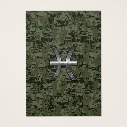 Pisces Zodiac Sign on Woodland Digital Camouflage (Front)