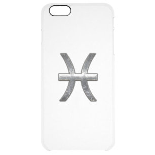 Pisces Zodiac Sign on Woodland Digital Camouflage Clear iPhone 6 Plus Case