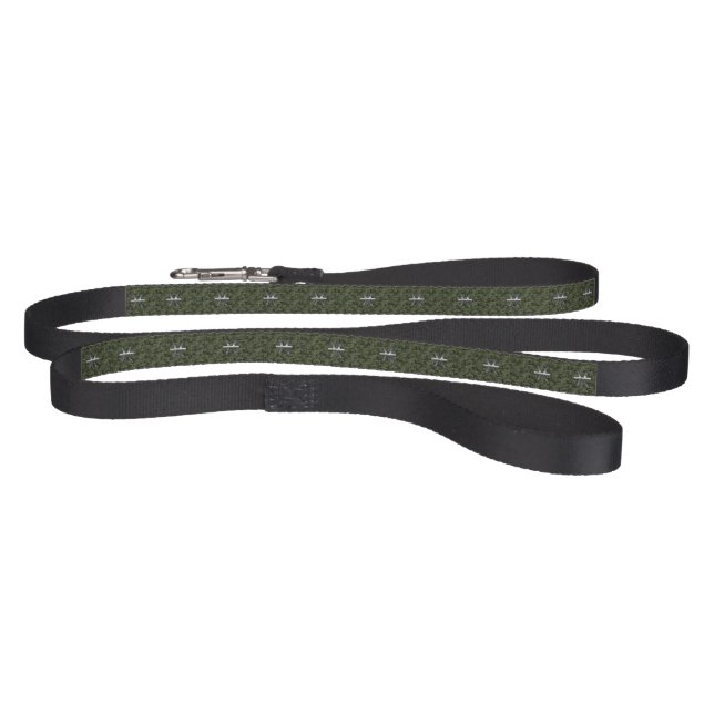 Pisces Zodiac Sign on Woodland Green Digital Camo Pet Leash (Full)