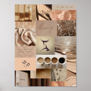 pisces zodiac sign poster with tan esthetic