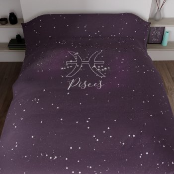 Pisces Zodiac Sign Purple Galaxy Duvet Cover by mothersdaisy at Zazzle
