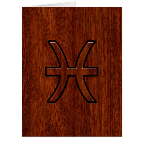 Pisces Zodiac Sign Rich Mahogany wood grain style