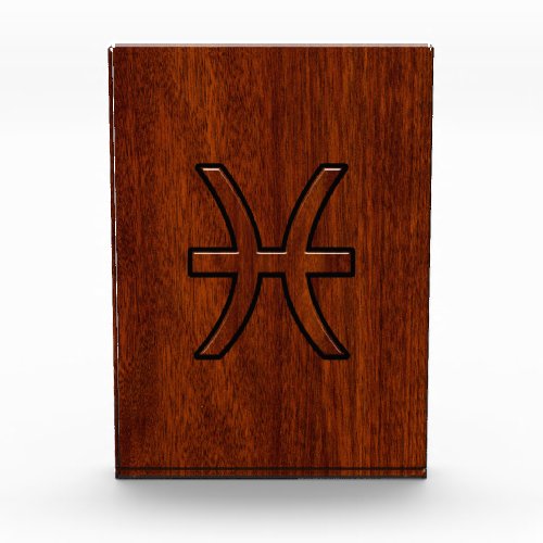 Pisces Zodiac Sign Rich Mahogany wood grain style Acrylic Award