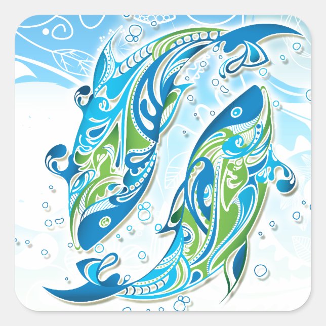 Pisces Zodiac Sign Square Sticker (Front)