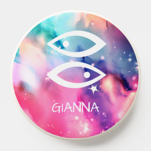 Pisces Zodiac Sign Stunning Watercolor Painting  PopSocket