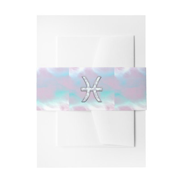 Pisces Zodiac Sign Stylish Mother of Pearl Invitation Belly Band (Front Example)