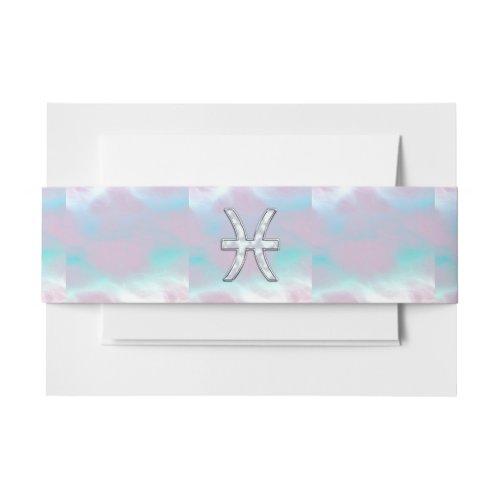 Pisces Zodiac Sign Stylish Mother of Pearl Invitation Belly Band