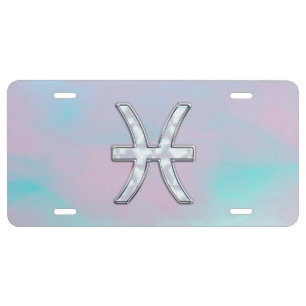 Pisces Zodiac Sign Stylish Mother of Pearl License Plate