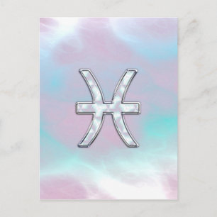 Pisces Zodiac Sign Stylish Mother of Pearl Postcard