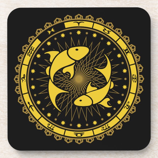 Pisces - Zodiac Sign - Symbol - Horoscope Beverage Coaster (Front)