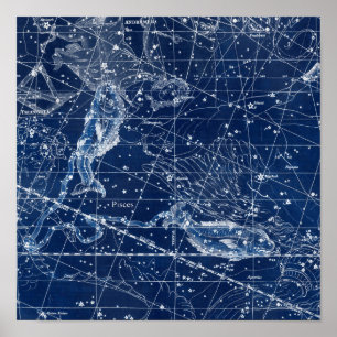 Pisces Zodiac Sign Vintage Illustration