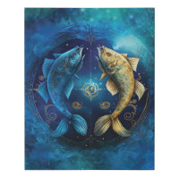 Pisces Zodiac Sign Watercolor Design