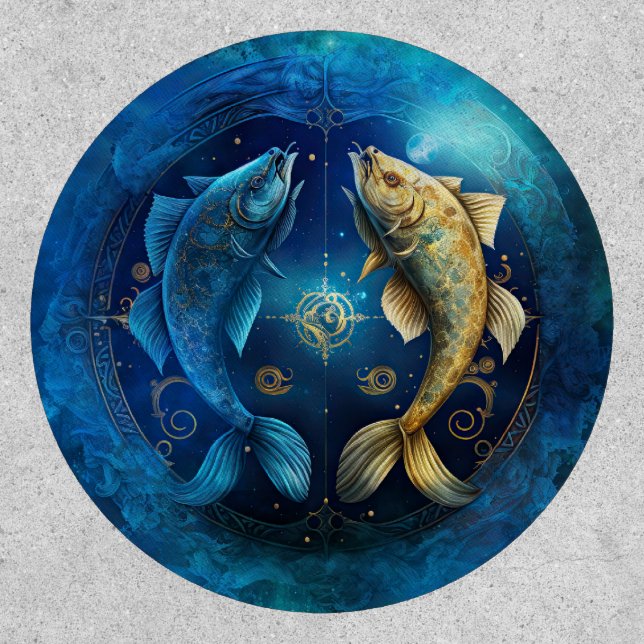 Pisces Zodiac Sign Watercolor Design Patch (Front)