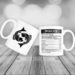 Pisces Zodiac Sign with Nutrition Facts, Giant Coffee Mug
