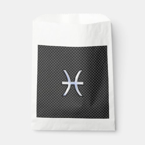 Pisces Zodiac Silver Symbol Carbon Fiber Style Favor Bag