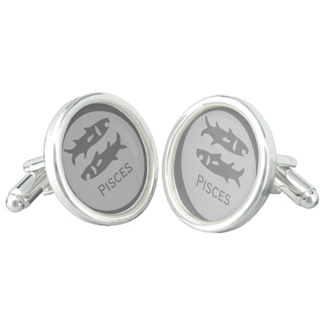 Pisces Zodiac Star Sign Design Cufflinks (Angled)