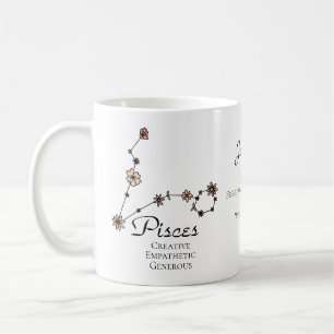 Pisces Zodiac Star Sign Flower Constellation Coffee Mug