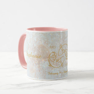 Pisces Zodiac Star Sign Galaxy Monogram Glitter Mug