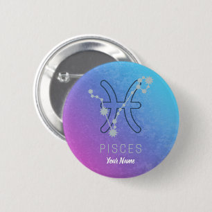 Pisces Zodiac Star Sign Horoscope Constellation Button