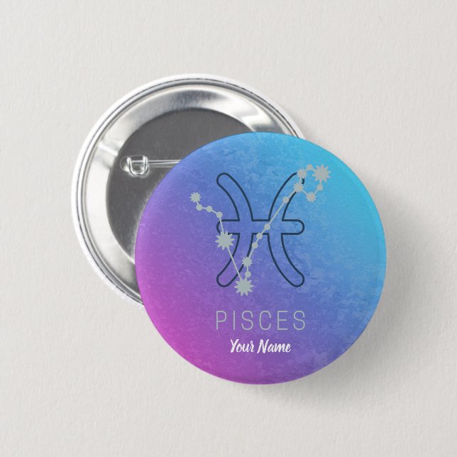 Pisces Zodiac Star Sign Horoscope Constellation Button (Front & Back)