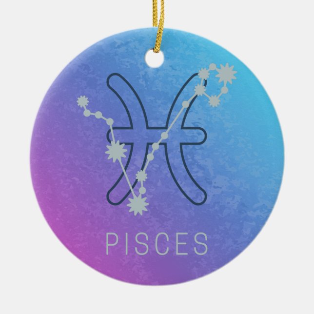 Pisces Zodiac Star Sign Horoscope Constellation Ceramic Ornament (Front)