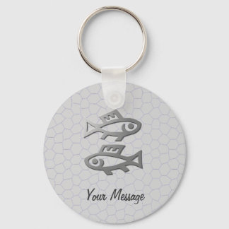 Pisces Zodiac Star Sign In Light Silver Keychain