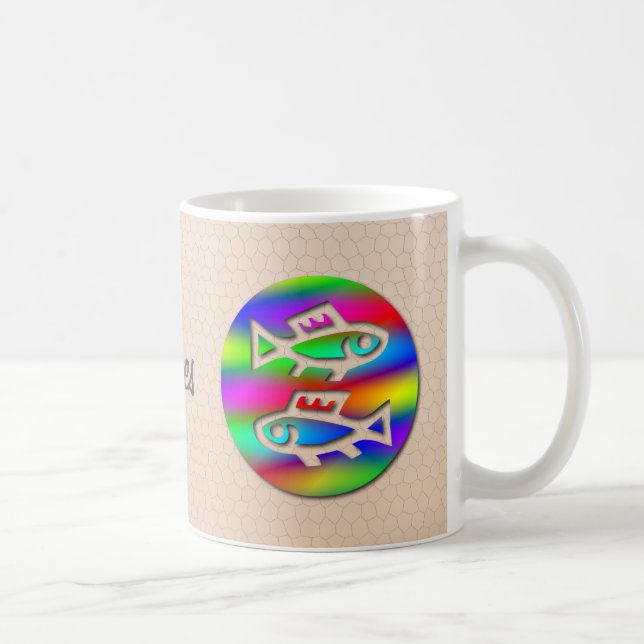 Pisces Zodiac Star Sign Rainbow Fish Ceramic Tea Coffee Mug (Right)