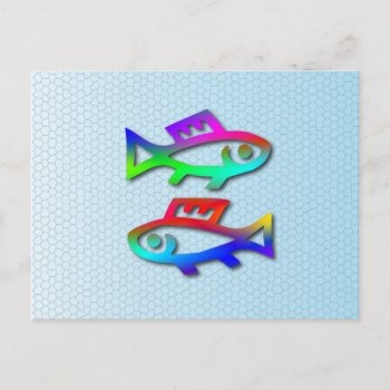 Pisces Zodiac Star Sign Rainbow Fish Postcard by zodiac_shop at Zazzle