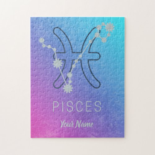 Pisces Zodiac Star Sign Watercolor Horoscope Jigsaw Puzzle