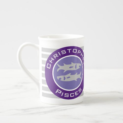 Pisces Zodiac Star Sign with Owners Name Bone China Mug