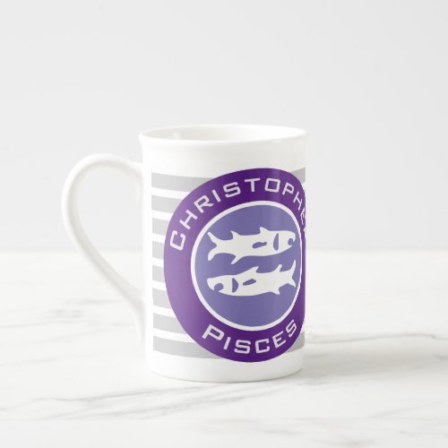 Pisces Zodiac Star Sign with Owners Name Bone China Mug