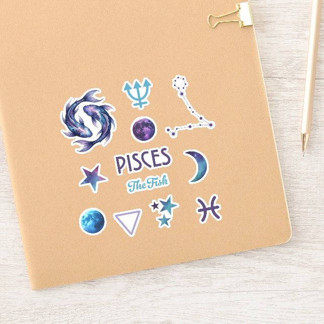 Pisces Zodiac Sticker Collection (Notebook)