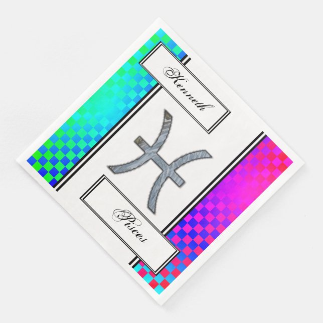 Pisces Zodiac Symbol Element by Kenneth Yoncich Paper Dinner Napkins (Corner)